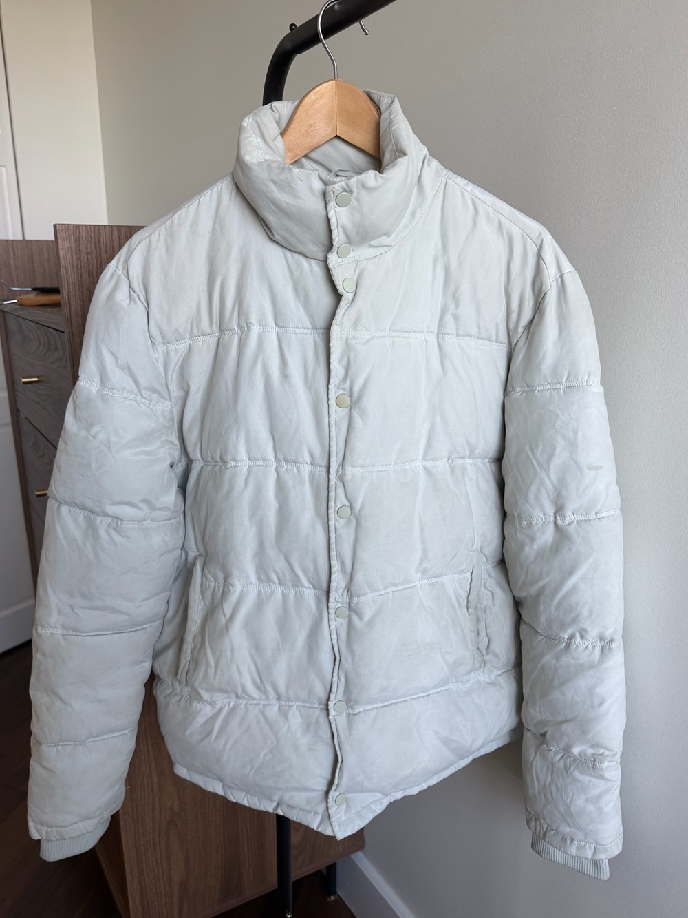 Topman LTD Puffer Jacket Off-White Light Gray Size S